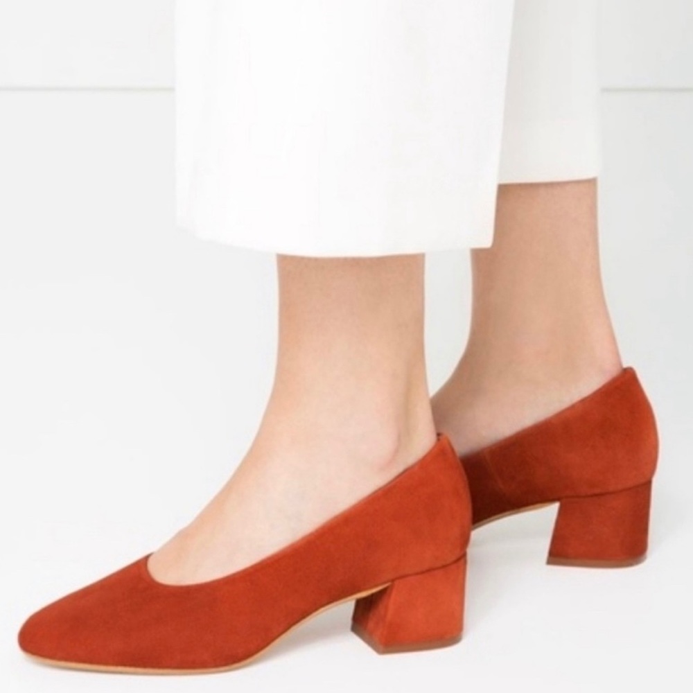 ZARA Orange Suede Block Heel